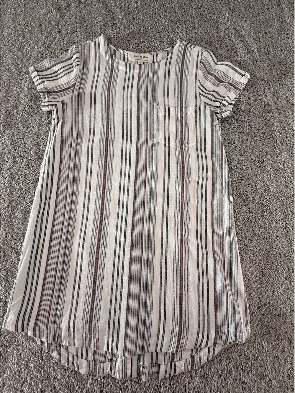 Cloth & Stone Women’s Dress Linen Blend Size Small Striped Short Sleeve
